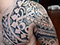 Polynesian chest tattoo free hand black work tattoo design, 