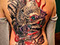 cover-up phoenix tattoo back tatoo tattooed women color roses rising flames