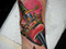 tattooed women dagger heart crown color ink colour neo traditional 