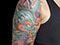 Oriental Dragon tattoo cover-up peonies tattooed women color ink colour 