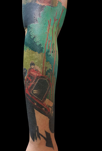 neo traditional poster deco bugatti racer color ink colour tattooed women