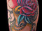Neo traditional gypsy girl tattoo rose arm